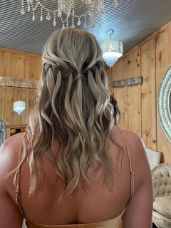 View Bridal Hair, Beachy Waves, Braid (Boho Chic), Updo, Hairstyle, Women's Hair - Josette Pordash, Lakewood, OH